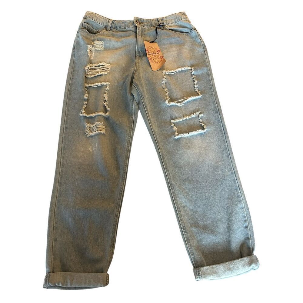 NWT Highway Jeans Distressed Medium Wash Size 13
